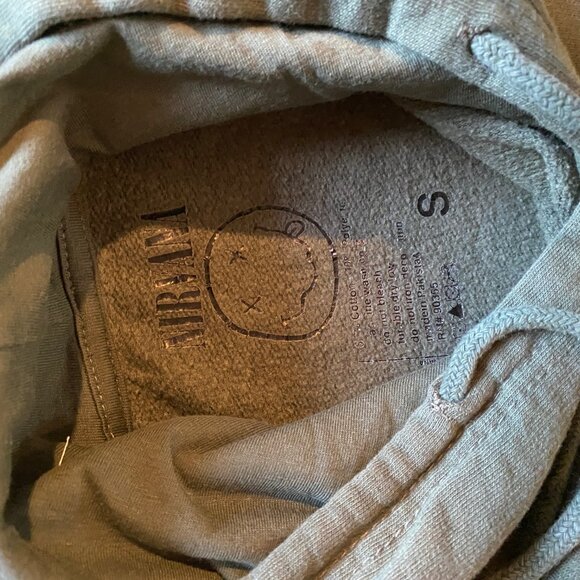 Green Nirvana Smiley Face Hoodie - Size Small Grunge Rock Band Pullover - Picture 5 of 5